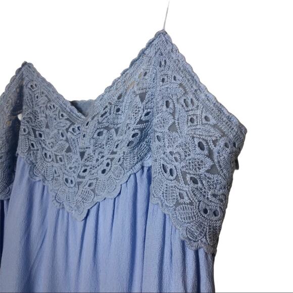 JOA Womens Dress Size M Blue Laces You'll Go Periwinkle Lace Mini Short Casual - Picture 6 of 12